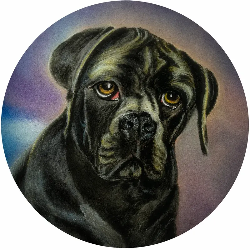 Custom soft pastel pet portraits by Claire of Harley, a cane corso and a black boxer