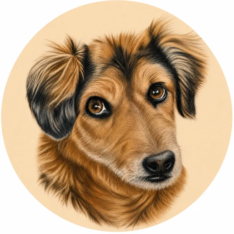 Memorial pastel portrait of Red, a Spanish Border Collie