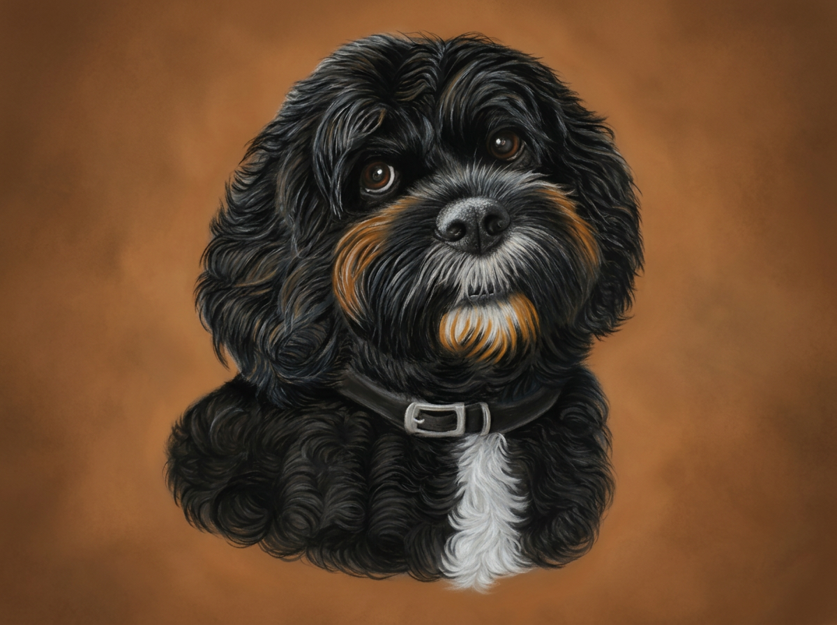 Charlie's Portrait: A Time-lapse Film — hand-drawn soft pastel pet portrait story by Claire